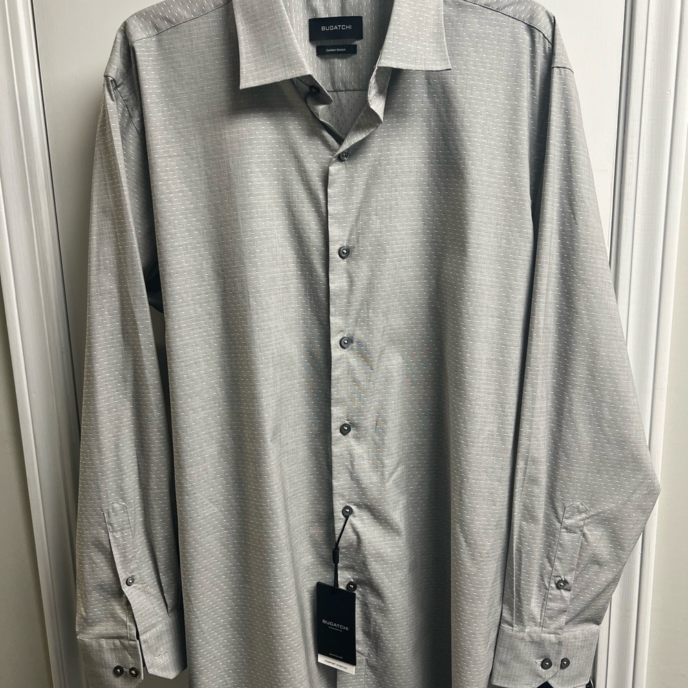 Bugatchi Light Gray Casual / Dress Shirt